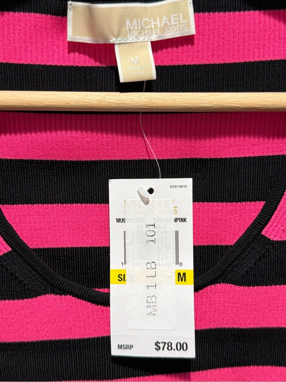 NWT Michael Kors Black & Pink Striped Tank Top - Picture 3 of 3